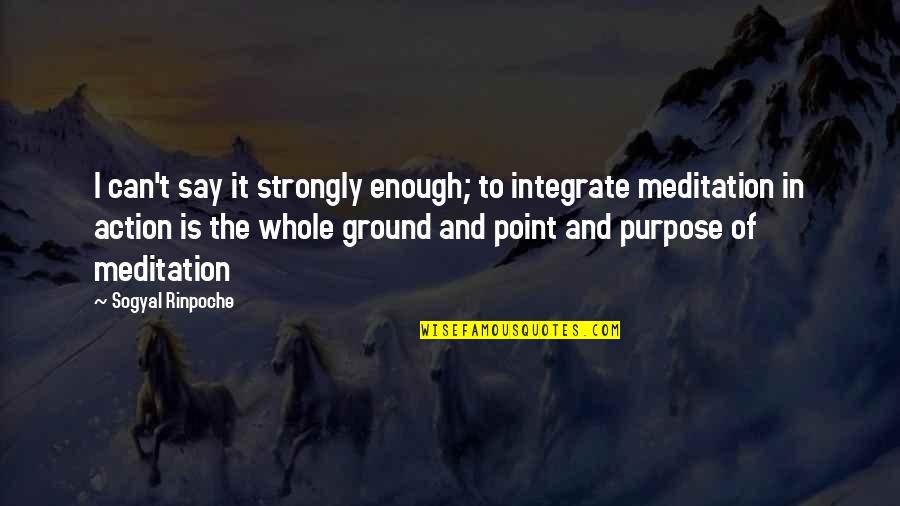 Rinpoche Meditation Quotes By Sogyal Rinpoche: I can't say it strongly enough; to integrate