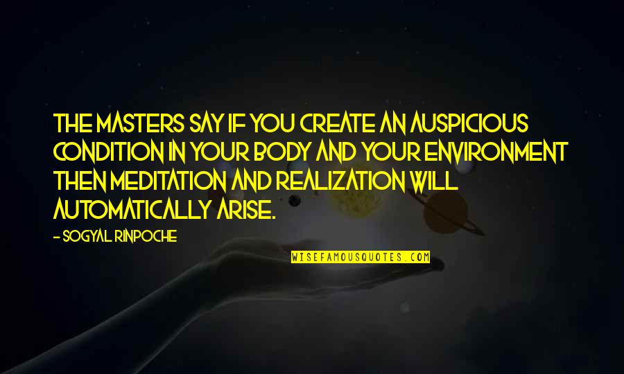 Rinpoche Meditation Quotes By Sogyal Rinpoche: The masters say if you create an auspicious