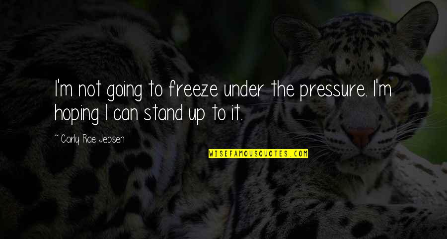 Rinsed Cottage Quotes By Carly Rae Jepsen: I'm not going to freeze under the pressure.