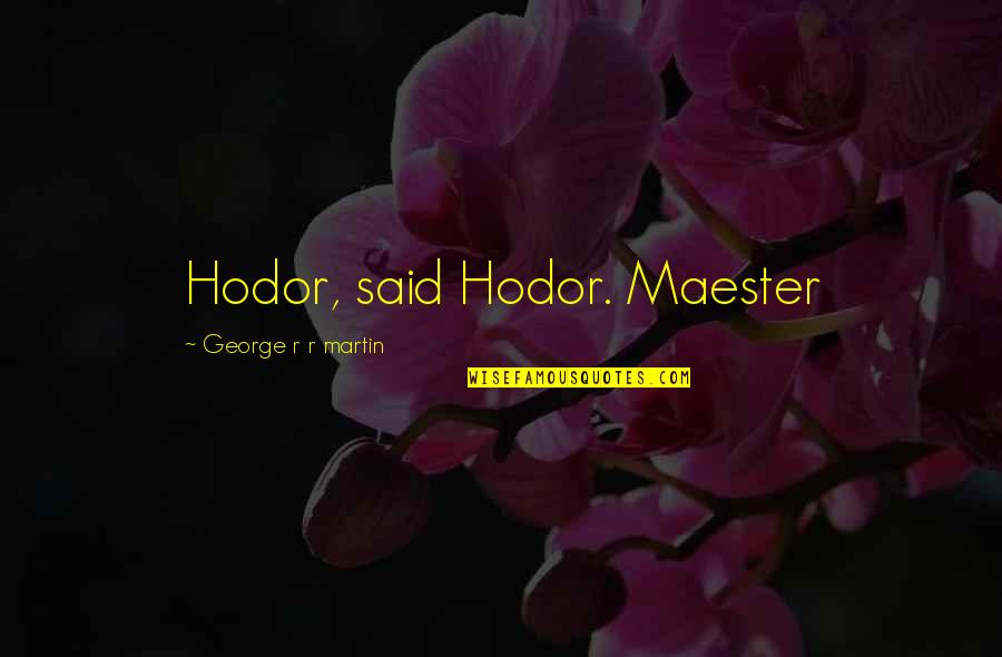 Rioolrat Quotes By George R R Martin: Hodor, said Hodor. Maester
