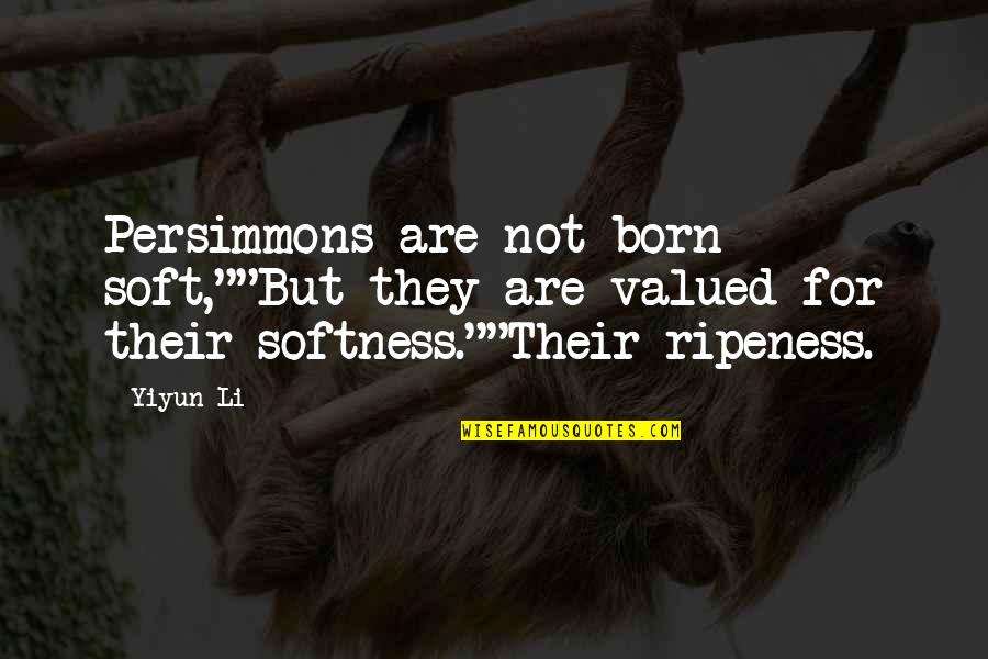 Ripeness Quotes By Yiyun Li: Persimmons are not born soft,""But they are valued