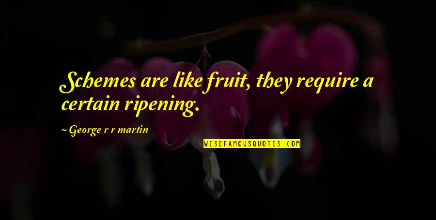 Ripening Fruit Quotes By George R R Martin: Schemes are like fruit, they require a certain