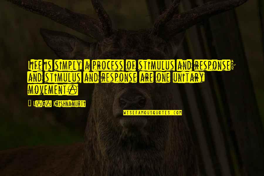 Rippleclaw Quotes By U.G. Krishnamurti: Life is simply a process of stimulus and Rippleclaw Quotes By U.G. Krishnamurti: Life is simply a process of stimulus and