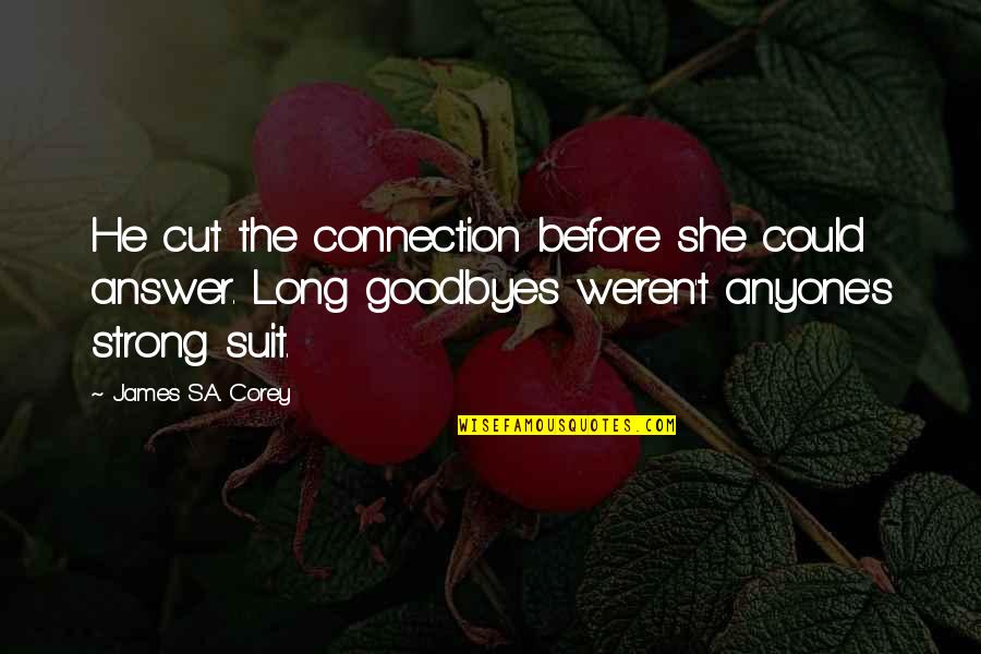 Risaralda Hoy Quotes By James S.A. Corey: He cut the connection before she could answer. Risaralda Hoy Quotes By James S.A. Corey: He cut the connection before she could answer.