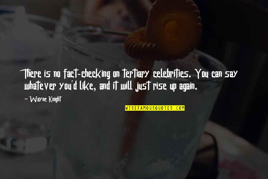Rise And Rise Again Quotes By Wayne Knight: There is no fact-checking on tertiary celebrities. You Rise And Rise Again Quotes By Wayne Knight: There is no fact-checking on tertiary celebrities. You