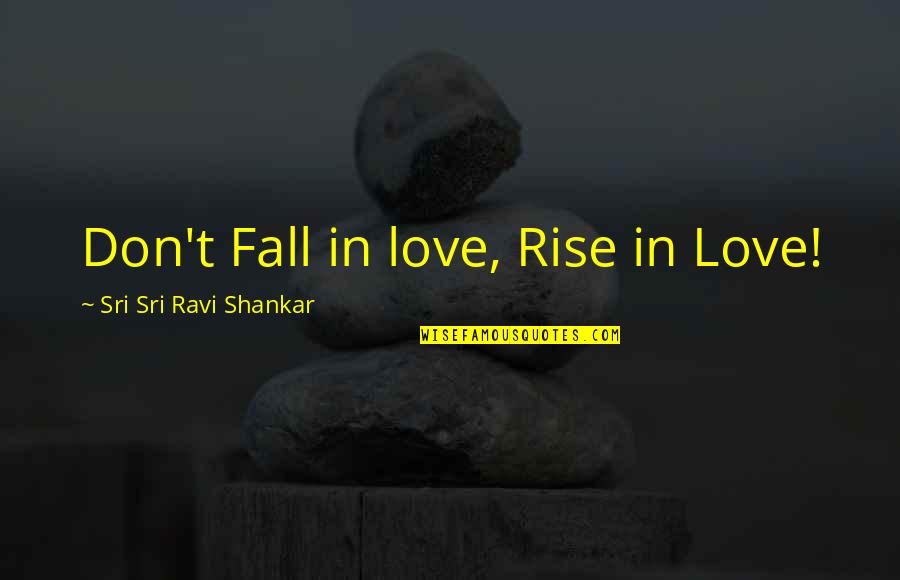 Rise In Love Quotes By Sri Sri Ravi Shankar: Don't Fall in love, Rise in Love! Rise In Love Quotes By Sri Sri Ravi Shankar: Don't Fall in love, Rise in Love!