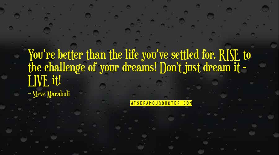 Rise Up To The Challenge Quotes By Steve Maraboli: You're better than the life you've settled for.