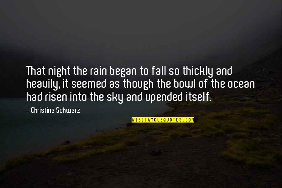 Risen Quotes By Christina Schwarz: That night the rain began to fall so