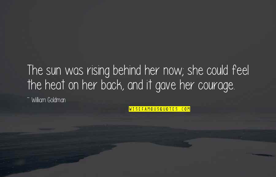 Rising Back Up Quotes By William Goldman: The sun was rising behind her now; she