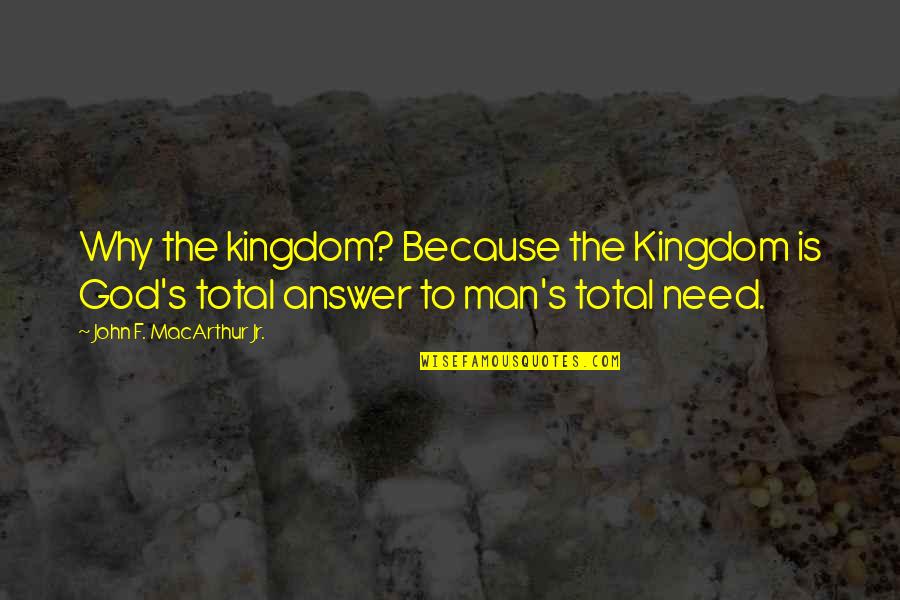 Rising From Adversity Quotes By John F. MacArthur Jr.: Why the kingdom? Because the Kingdom is God's