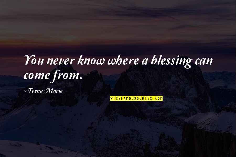 Rising Tide Lifts All Boats Quote Quotes By Teena Marie: You never know where a blessing can come