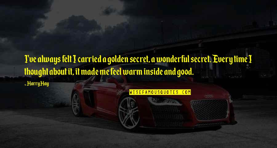 Risit Quotes By Harry Hay: I've always felt I carried a golden secret,