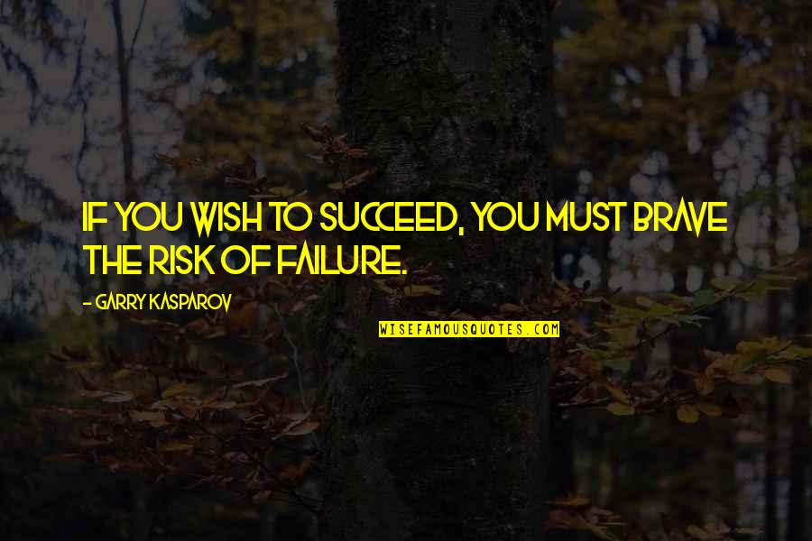 Risk And Failure Quotes By Garry Kasparov: If you wish to succeed, you must brave