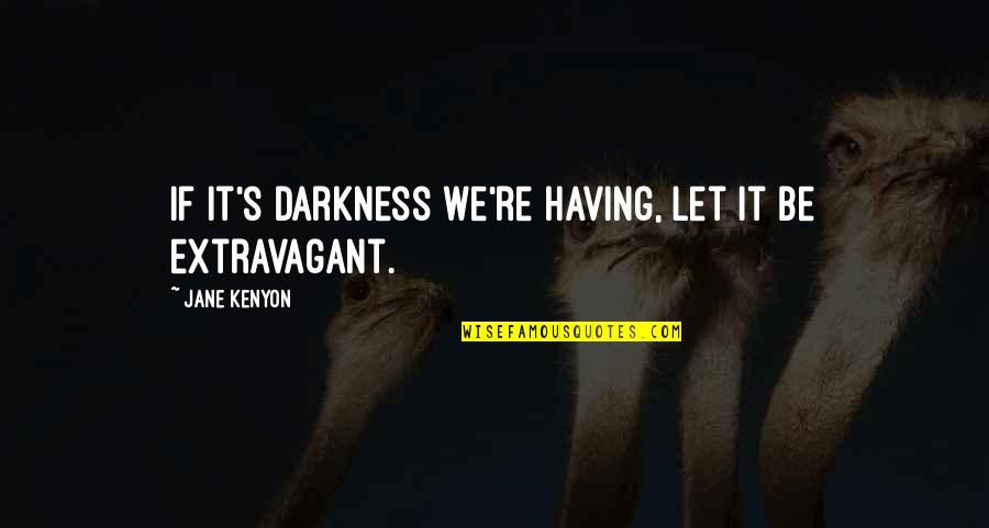 Risk And Opportunity Quotes By Jane Kenyon: If it's darkness we're having, let it be