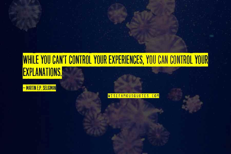 Risk Entrepreneurship Quotes By Martin E.P. Seligman: While you can't control your experiences, you can