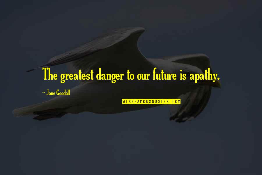 Risking Everything For Love Quotes By Jane Goodall: The greatest danger to our future is apathy.