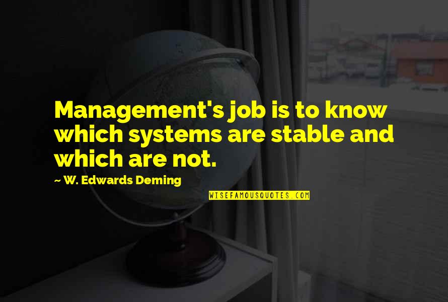 Risks And Taking Chances Quotes By W. Edwards Deming: Management's job is to know which systems are
