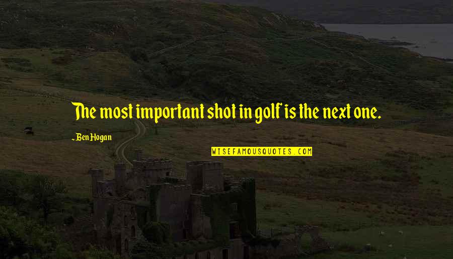Rissone One Llc Quotes By Ben Hogan: The most important shot in golf is the Rissone One Llc Quotes By Ben Hogan: The most important shot in golf is the