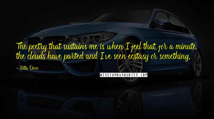 Rita Dove quotes: The poetry that sustains me is when I feel that, for a minute, the clouds have parted and I've seen ecstasy or something.