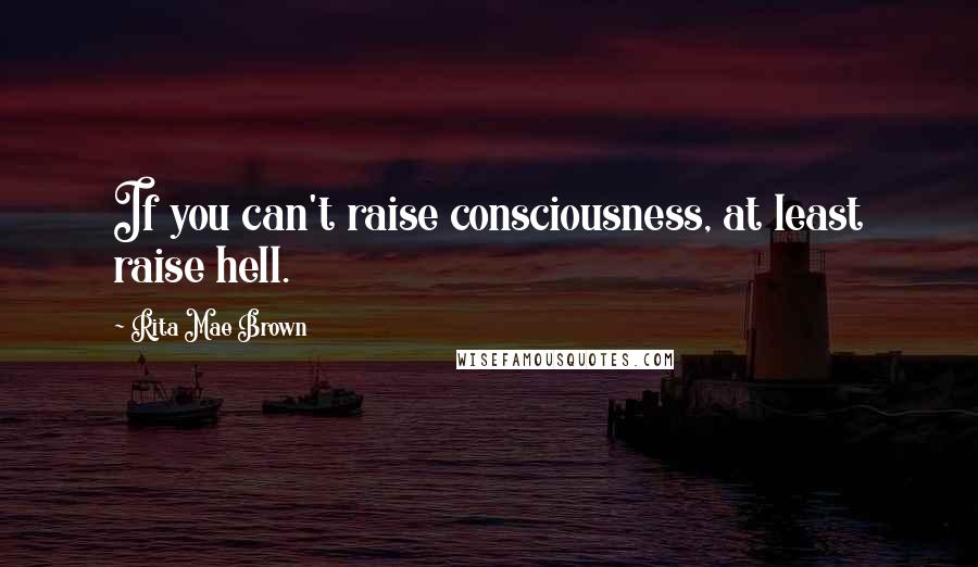 Rita Mae Brown quotes: If you can't raise consciousness, at least raise hell.