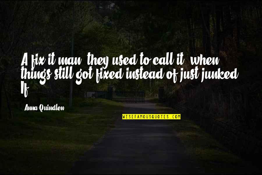 Rite Quote Quotes By Anna Quindlen: A fix-it man, they used to call it,