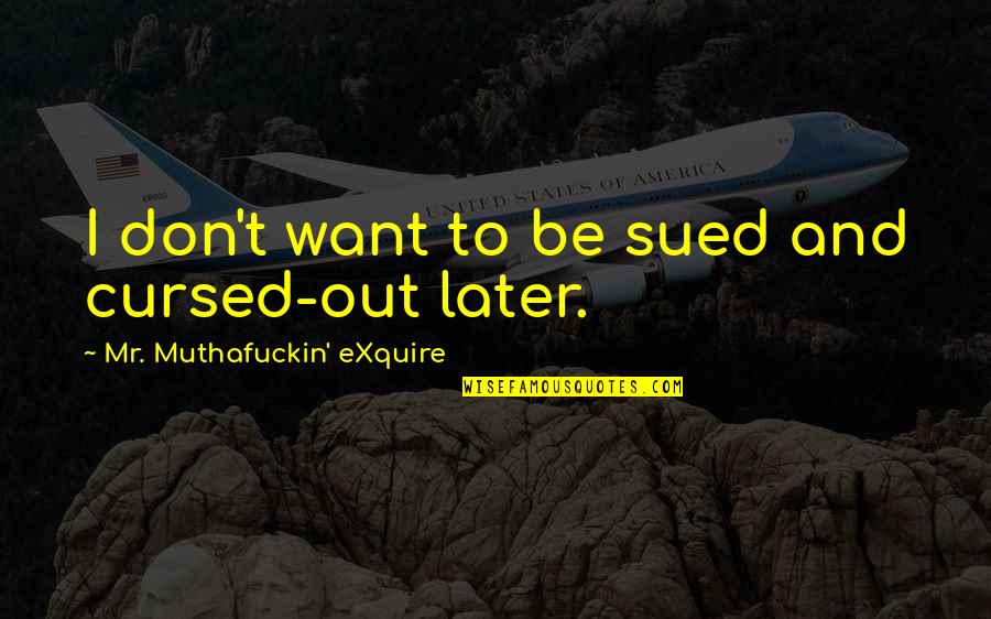 Rithin Quotes By Mr. Muthafuckin' EXquire: I don't want to be sued and cursed-out Rithin Quotes By Mr. Muthafuckin' EXquire: I don't want to be sued and cursed-out