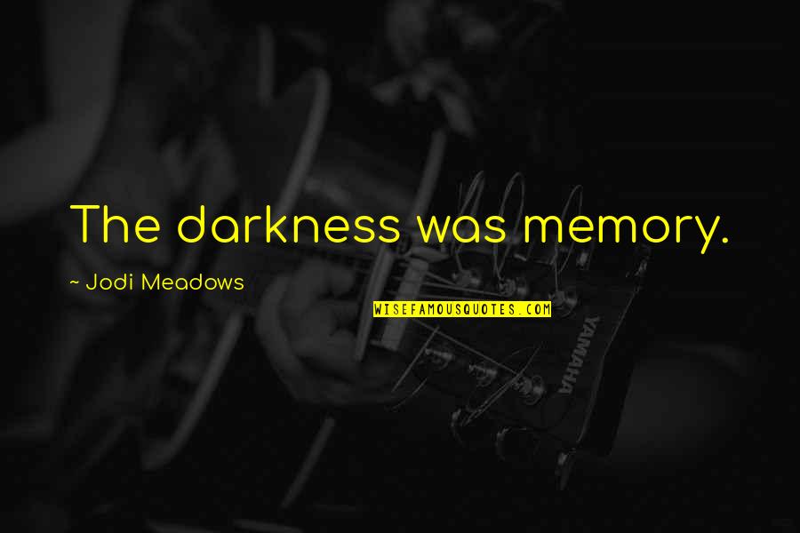 Rittenberry Endocrinologist Quotes By Jodi Meadows: The darkness was memory. Rittenberry Endocrinologist Quotes By Jodi Meadows: The darkness was memory.