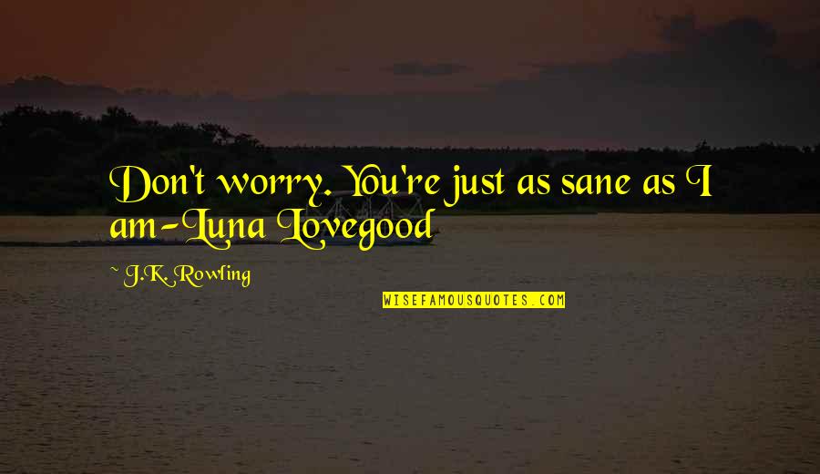 Rivadeneyra Wikipedia Quotes By J.K. Rowling: Don't worry. You're just as sane as I