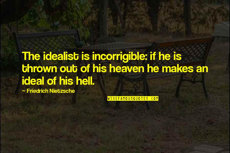 Rival Ink Quotes By Friedrich Nietzsche: The idealist is incorrigible: if he is thrown Rival Ink Quotes By Friedrich Nietzsche: The idealist is incorrigible: if he is thrown