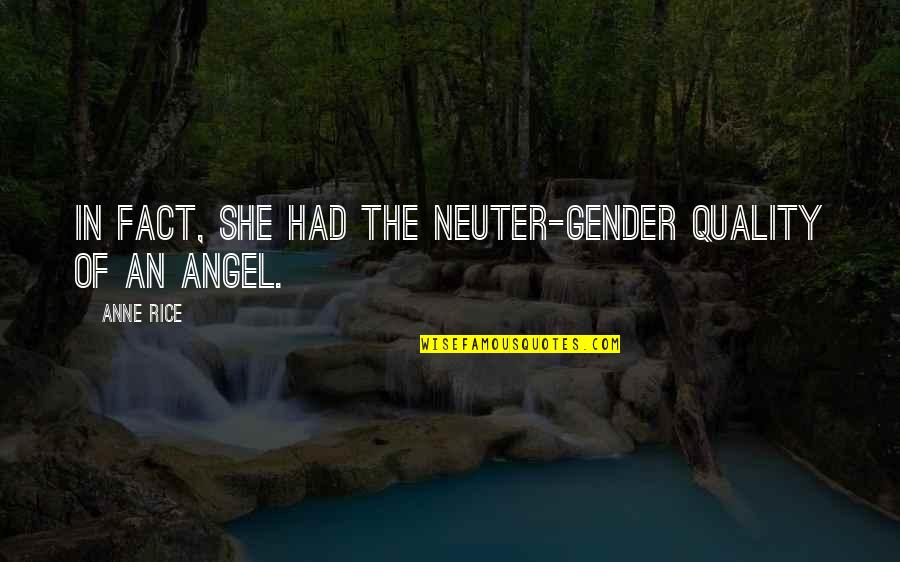 Rivarde Juvenile Quotes By Anne Rice: In fact, she had the neuter-gender quality of