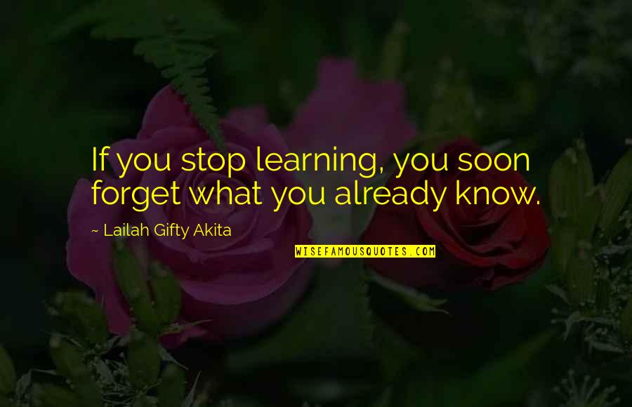 River In Heart Of Darkness Quotes By Lailah Gifty Akita: If you stop learning, you soon forget what