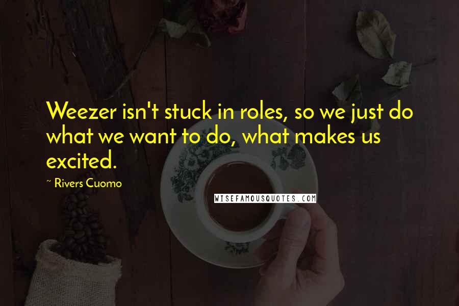 Rivers Cuomo quotes: Weezer isn't stuck in roles, so we just do what we want to do, what makes us excited.