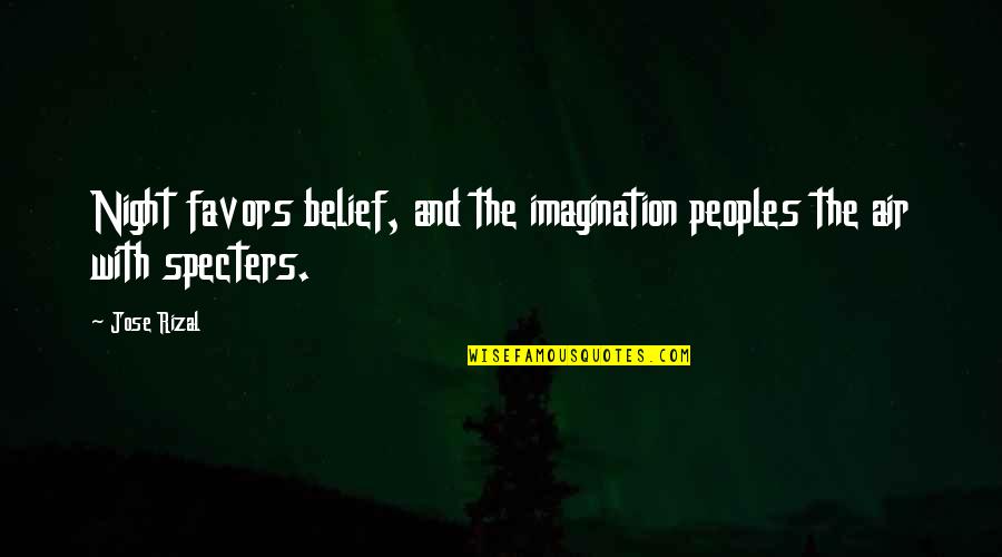 Rizal Quotes By Jose Rizal: Night favors belief, and the imagination peoples the