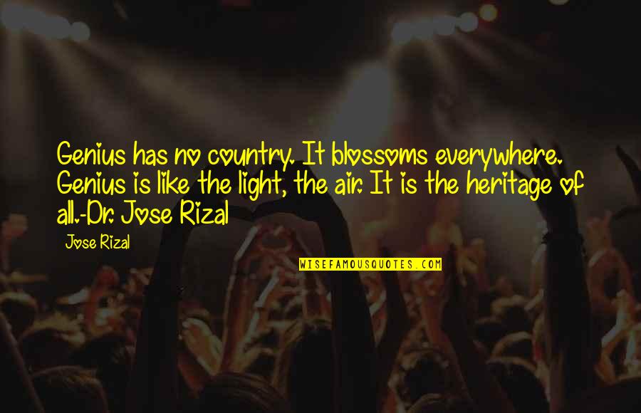 Rizal Quotes By Jose Rizal: Genius has no country. It blossoms everywhere. Genius