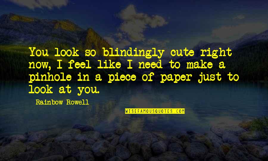 Rizalina Hamblin Quotes By Rainbow Rowell: You look so blindingly cute right now, I Rizalina Hamblin Quotes By Rainbow Rowell: You look so blindingly cute right now, I