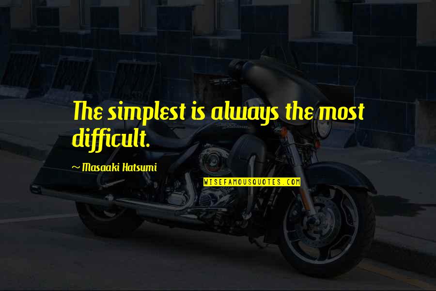Rizers Quotes By Masaaki Hatsumi: The simplest is always the most difficult.