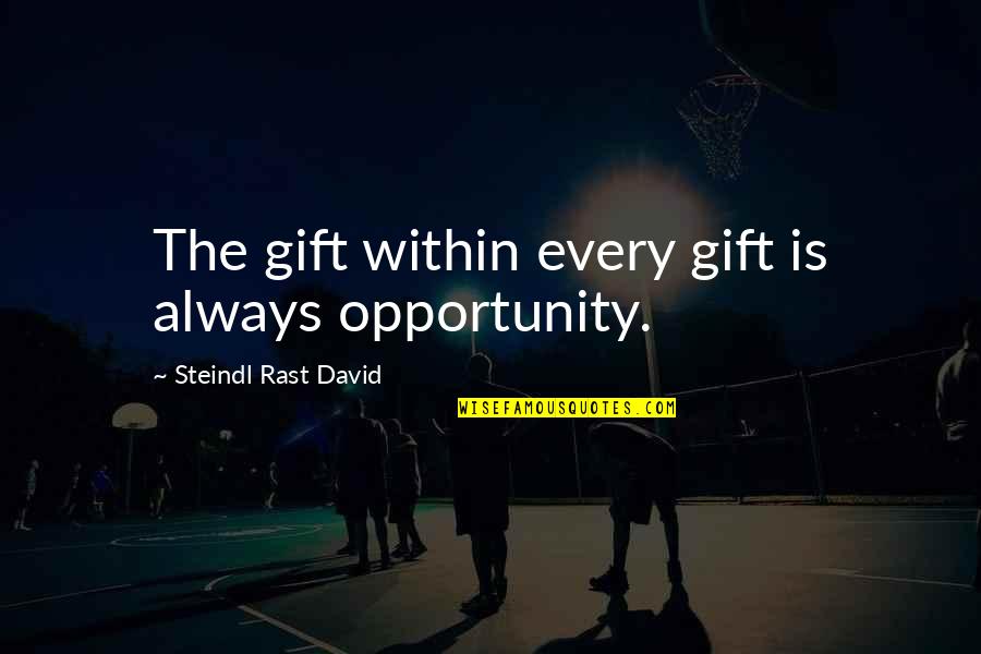 Rizetta Quotes By Steindl Rast David: The gift within every gift is always opportunity.