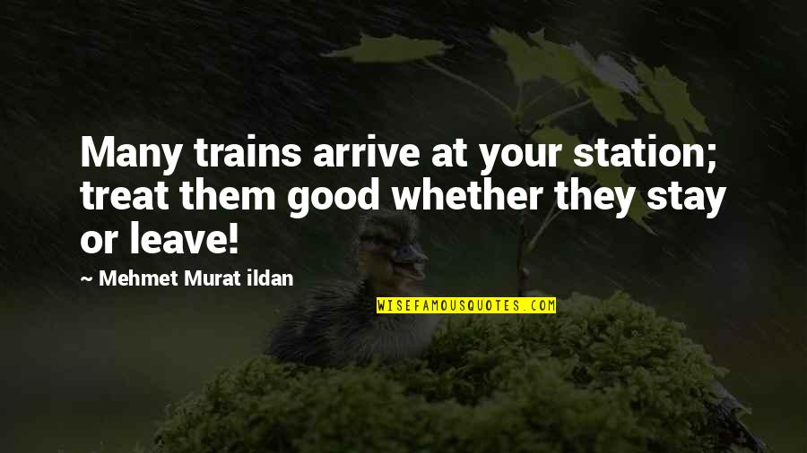 Rizette Quotes By Mehmet Murat Ildan: Many trains arrive at your station; treat them