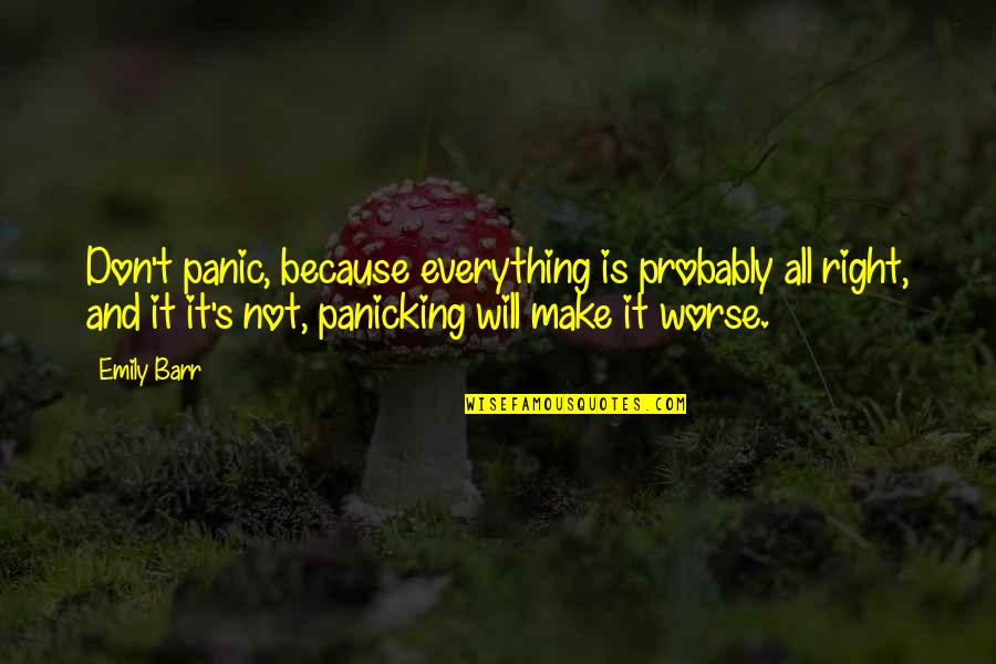 Rizkalla Suzanne Quotes By Emily Barr: Don't panic, because everything is probably all right,