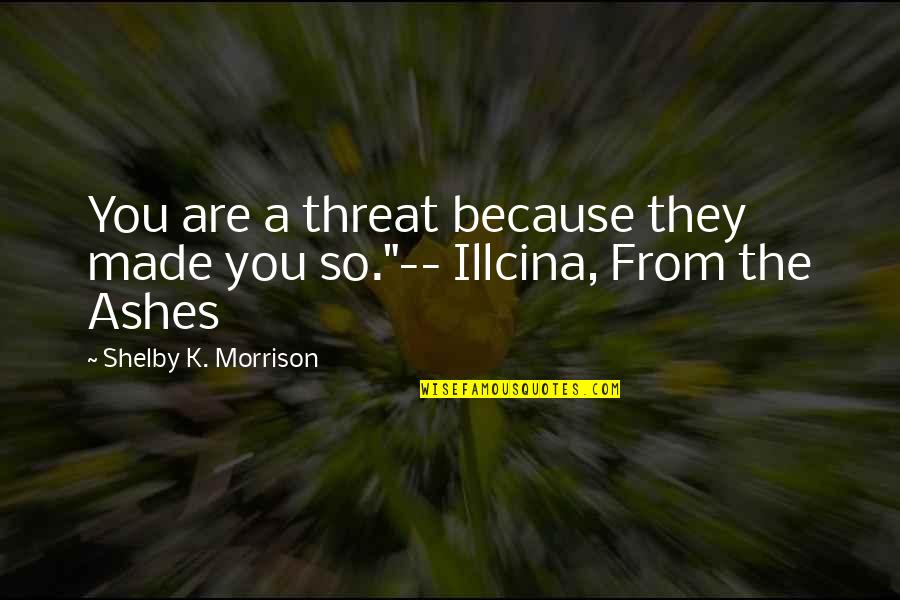 Rizzuti Sign Quotes By Shelby K. Morrison: You are a threat because they made you Rizzuti Sign Quotes By Shelby K. Morrison: You are a threat because they made you