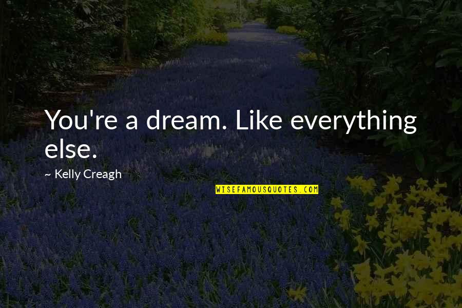 Rli Pup Quote Quotes By Kelly Creagh: You're a dream. Like everything else. Rli Pup Quote Quotes By Kelly Creagh: You're a dream. Like everything else.