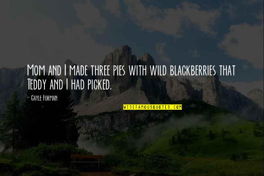 Rltkdcjf Quotes By Gayle Forman: Mom and I made three pies with wild