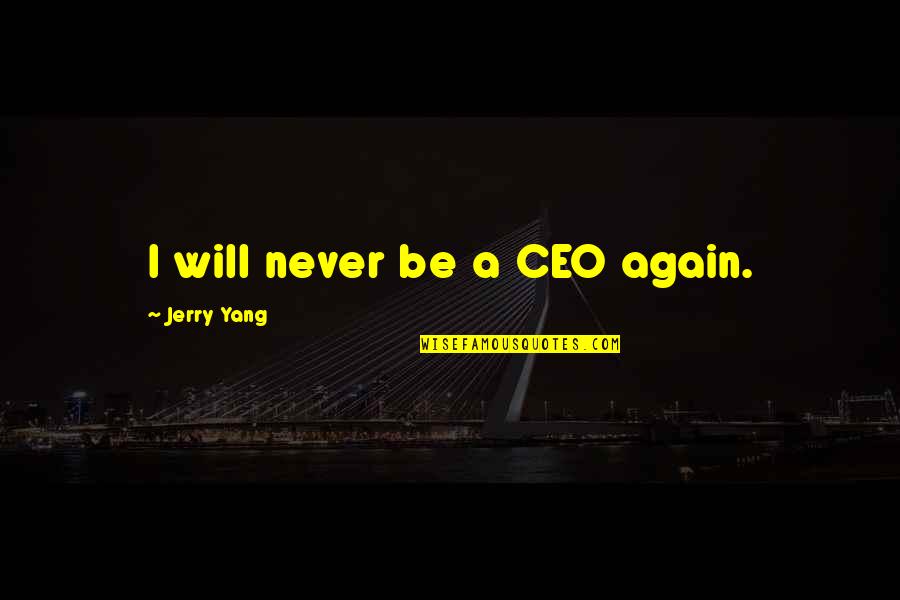 Rmesi Quotes By Jerry Yang: I will never be a CEO again. Rmesi Quotes By Jerry Yang: I will never be a CEO again.