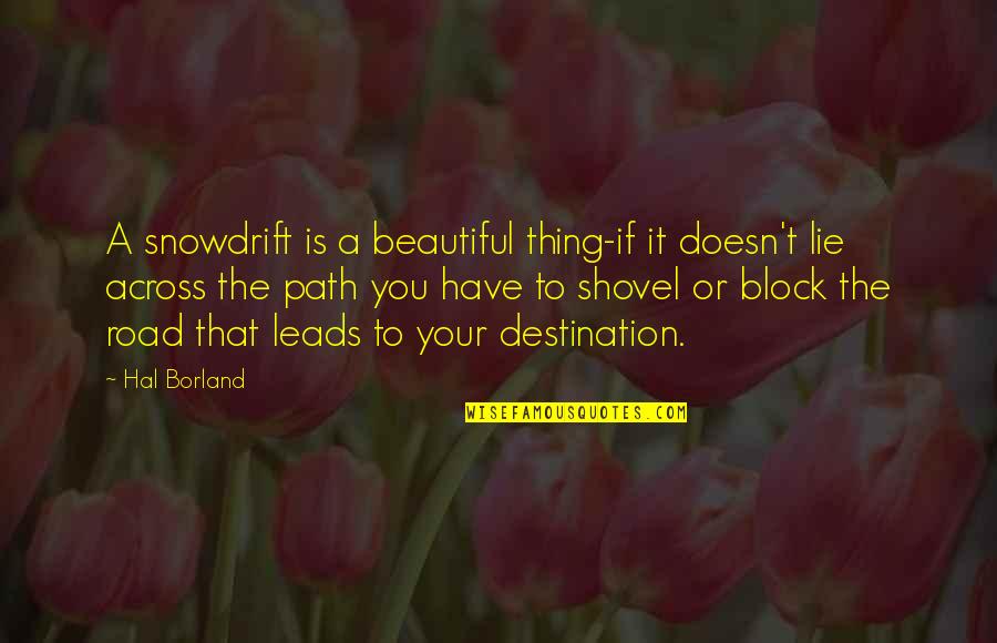 Road Leads Quotes By Hal Borland: A snowdrift is a beautiful thing-if it doesn't