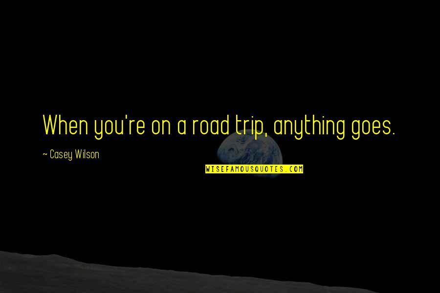 Road Trip Quotes By Casey Wilson: When you're on a road trip, anything goes.