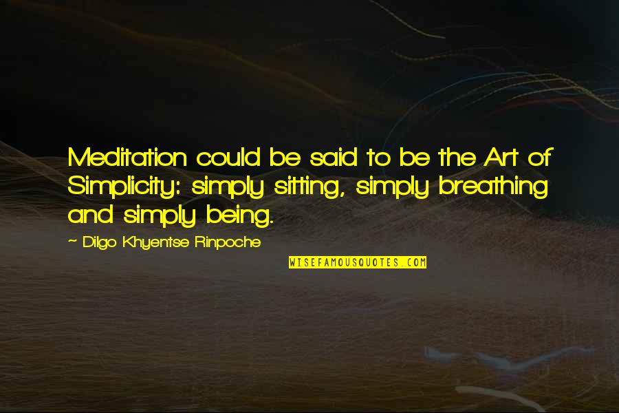 Roads And Friendship Quotes By Dilgo Khyentse Rinpoche: Meditation could be said to be the Art