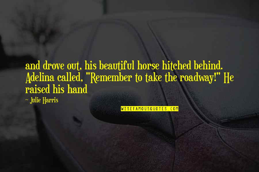 Roadway Quotes By Julie Harris: and drove out, his beautiful horse hitched behind.