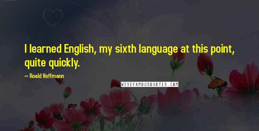 Roald Hoffmann quotes: I learned English, my sixth language at this point, quite quickly.