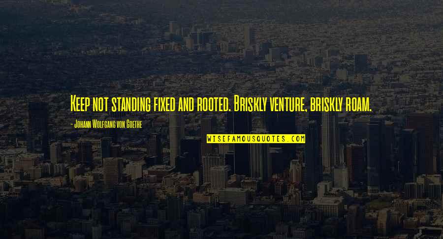 Roam Quotes By Johann Wolfgang Von Goethe: Keep not standing fixed and rooted. Briskly venture,