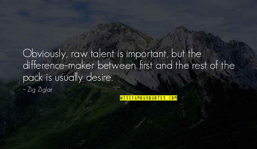 Roaring Chicken Quotes By Zig Ziglar: Obviously, raw talent is important, but the difference-maker